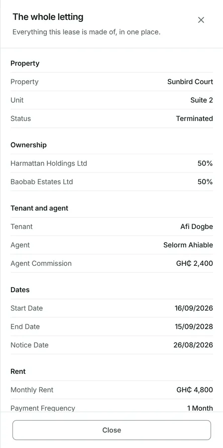 Open Leases and press View on the lease you want.