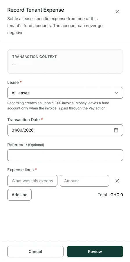 Enter the amount, the date and a description of what it was.