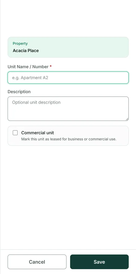 Give the unit a name or number, and a description if it helps somebody recognise it.