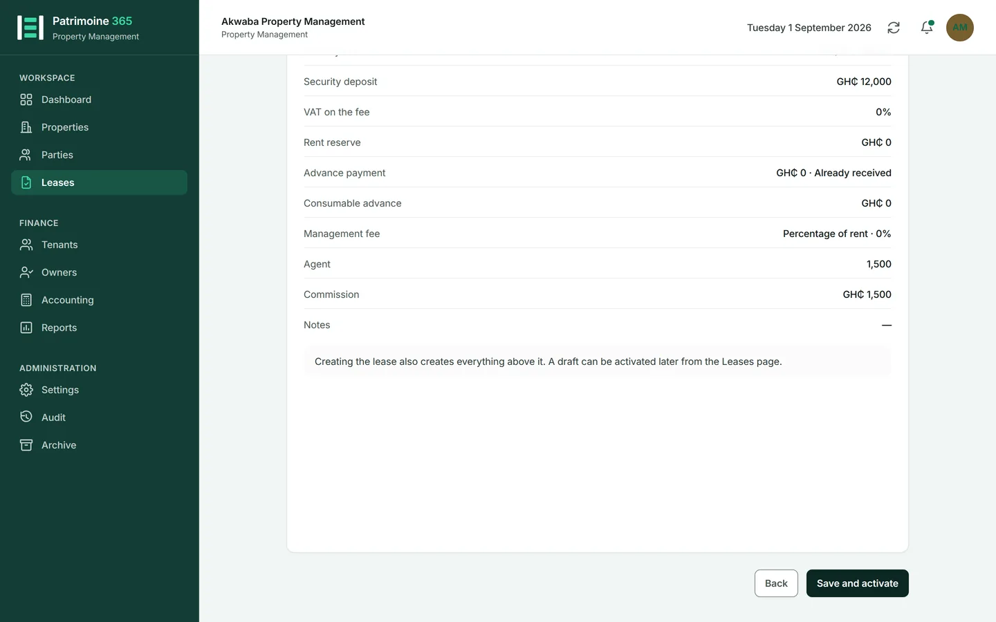 Read the review page. It shows everything that is about to be created, in one list.