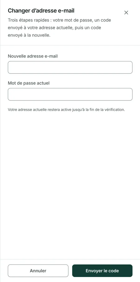 Appuyez sur Changer d'adresse à côté de votre adresse.