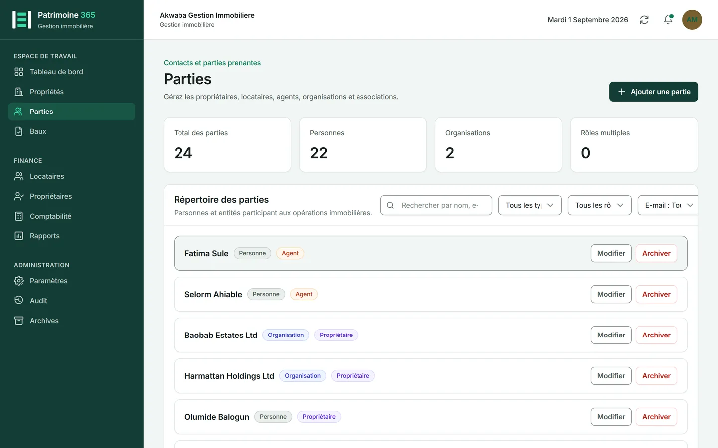 Ouvrez Parties depuis la barre latérale et appuyez sur Ajouter une partie.